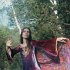 Sundris wearing designer tie dyed velvet - Woodstock